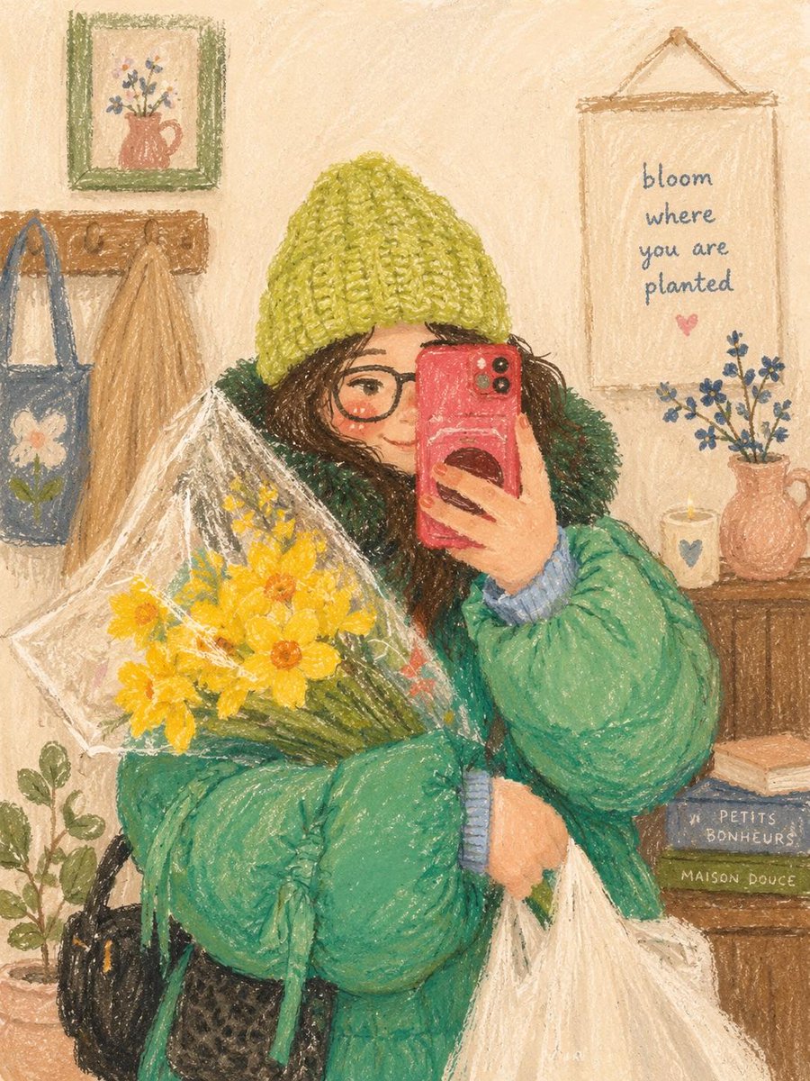 Gemütliches Pastell-Selfie