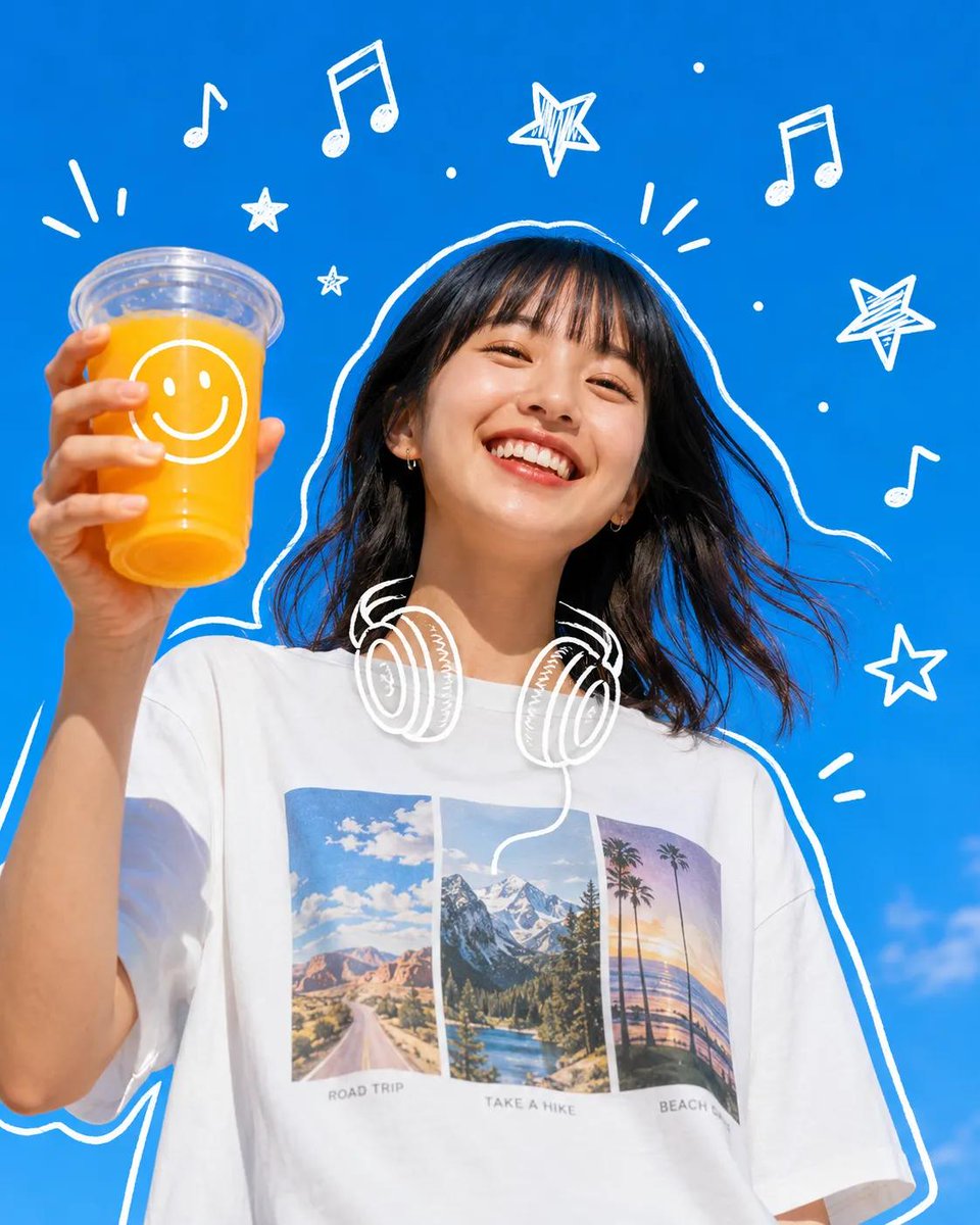 Gen-Z Sommerporträt mit Doodles