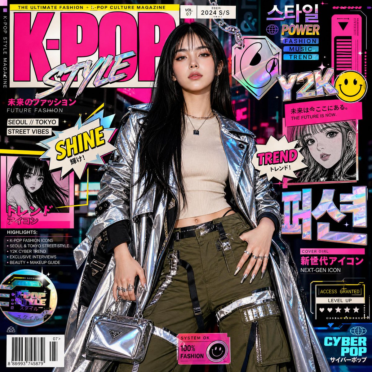 Y2K 賽博潮流 K-pop 雜誌封面