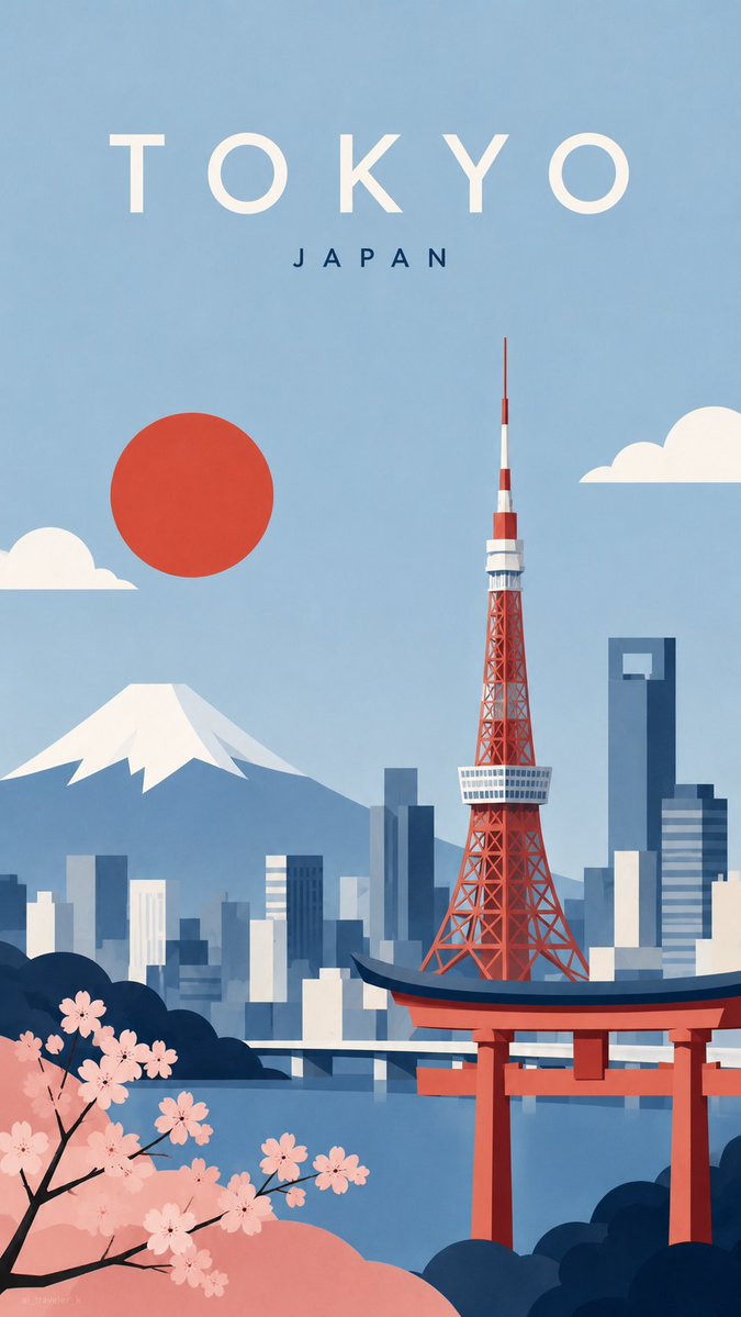 ミニマルなペーパーカット旅行ポスター