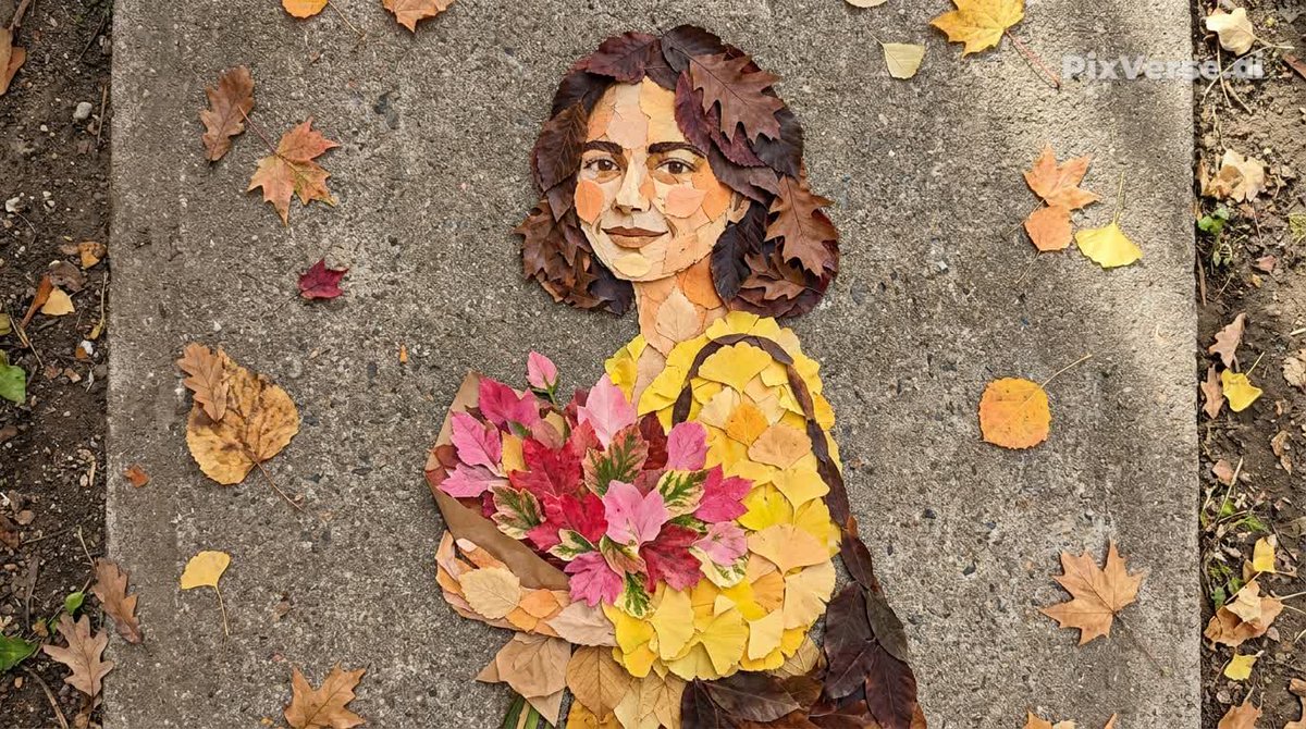 Portrait en Art de Feuilles d'Automne