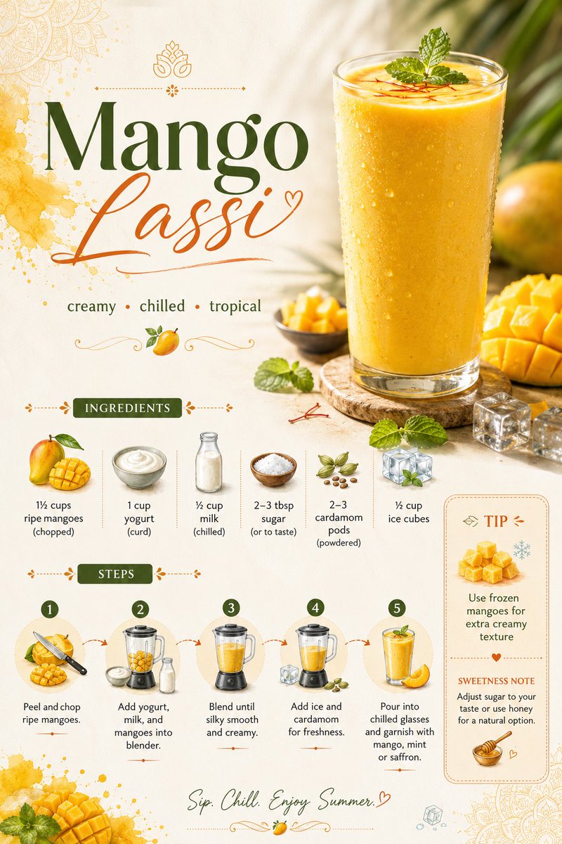 Rezeptkarte für Mango-Lassi
