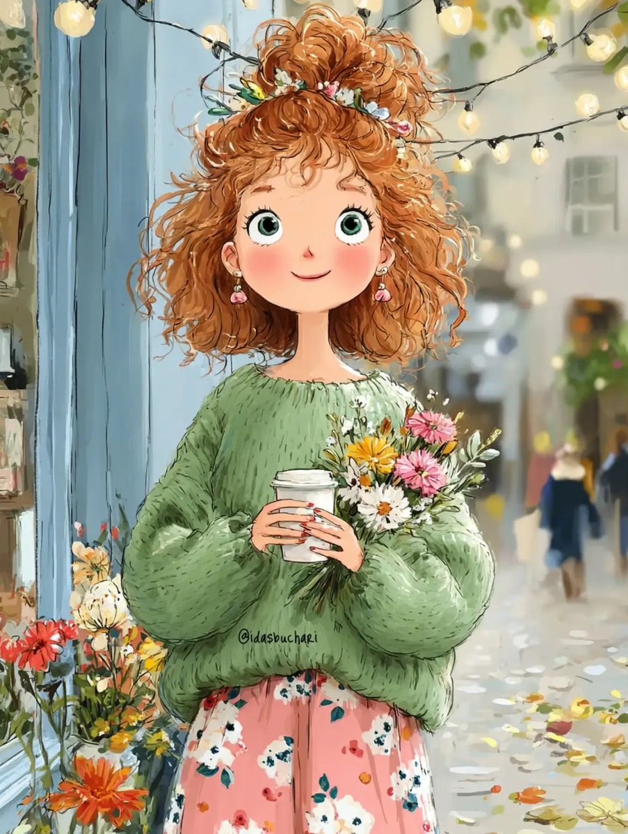 ほっこり水彩の女の子イラスト