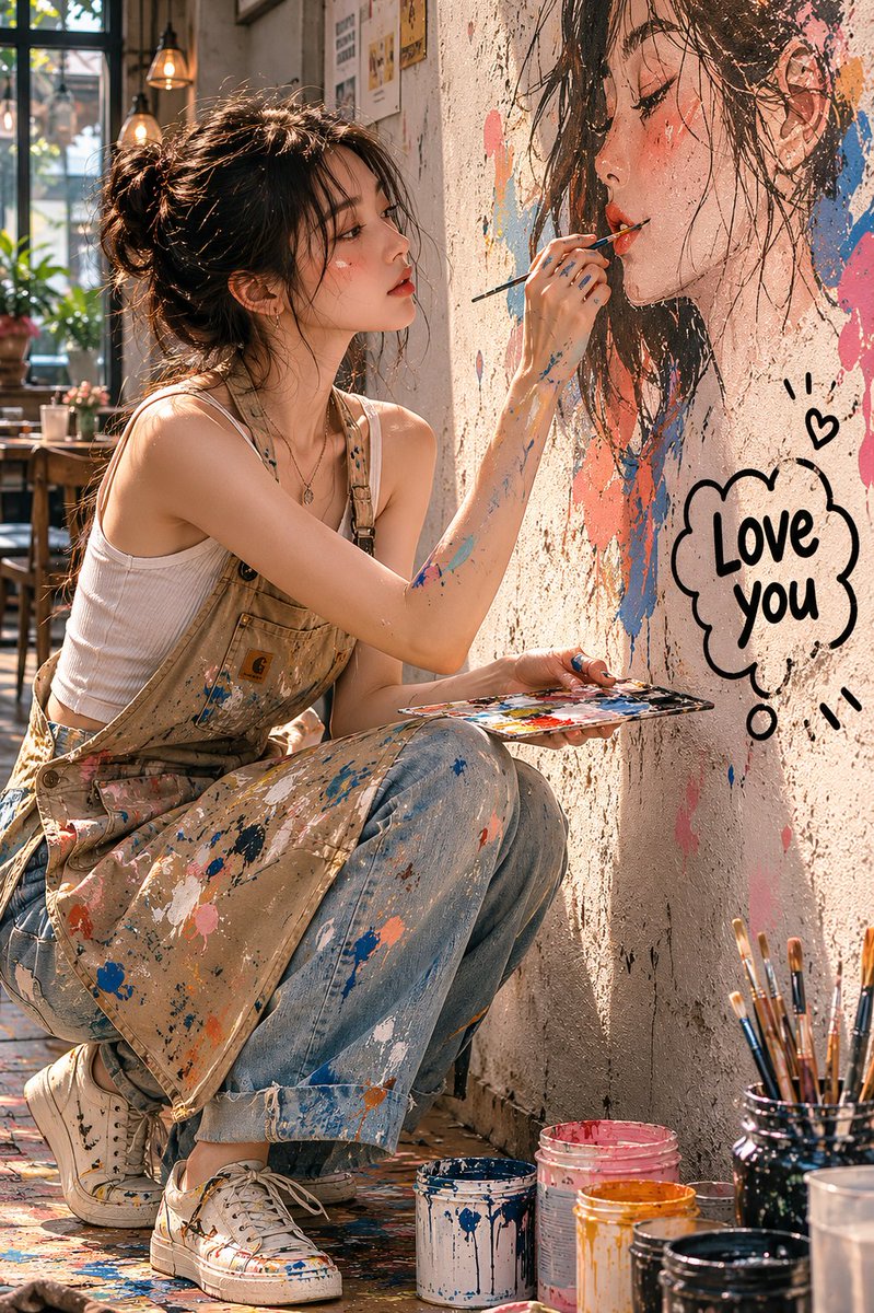 Artist Painting Self-Portrait Mural