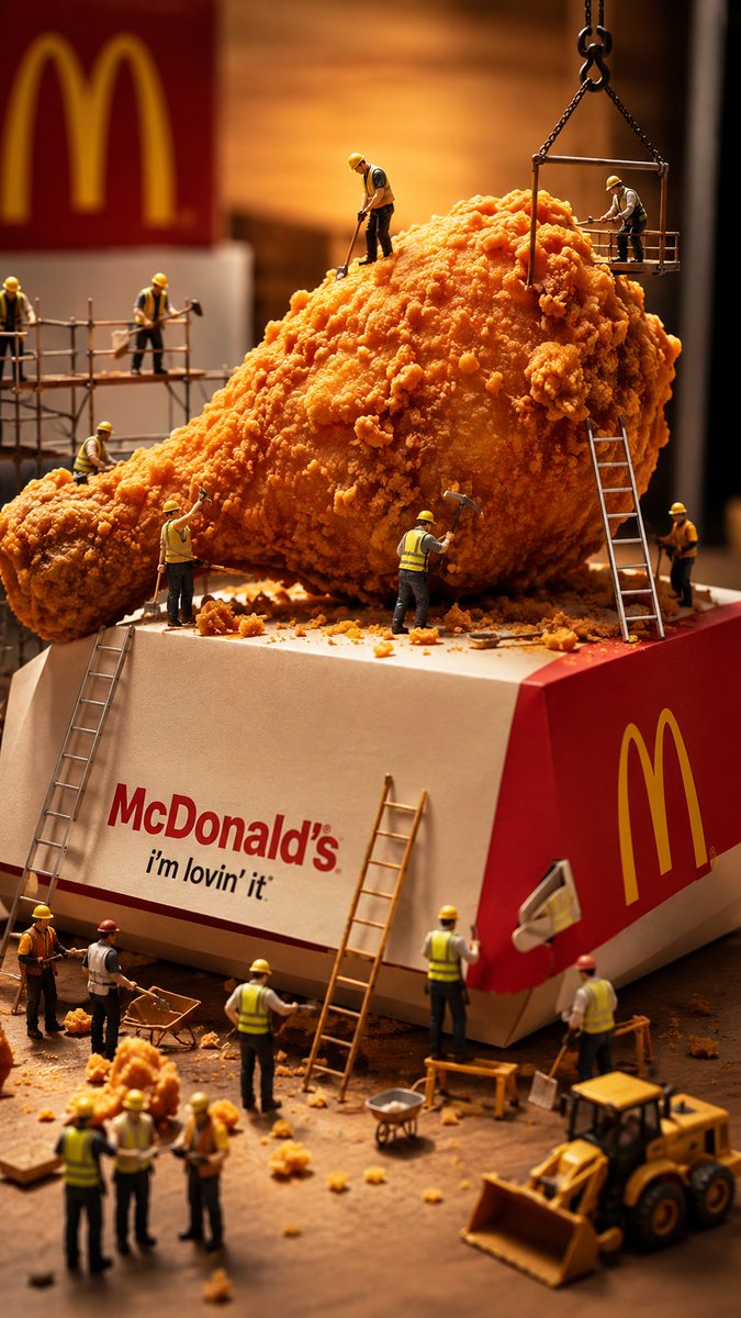 Miniatur-Bauarbeiter erschaffen McDonald's-Essen