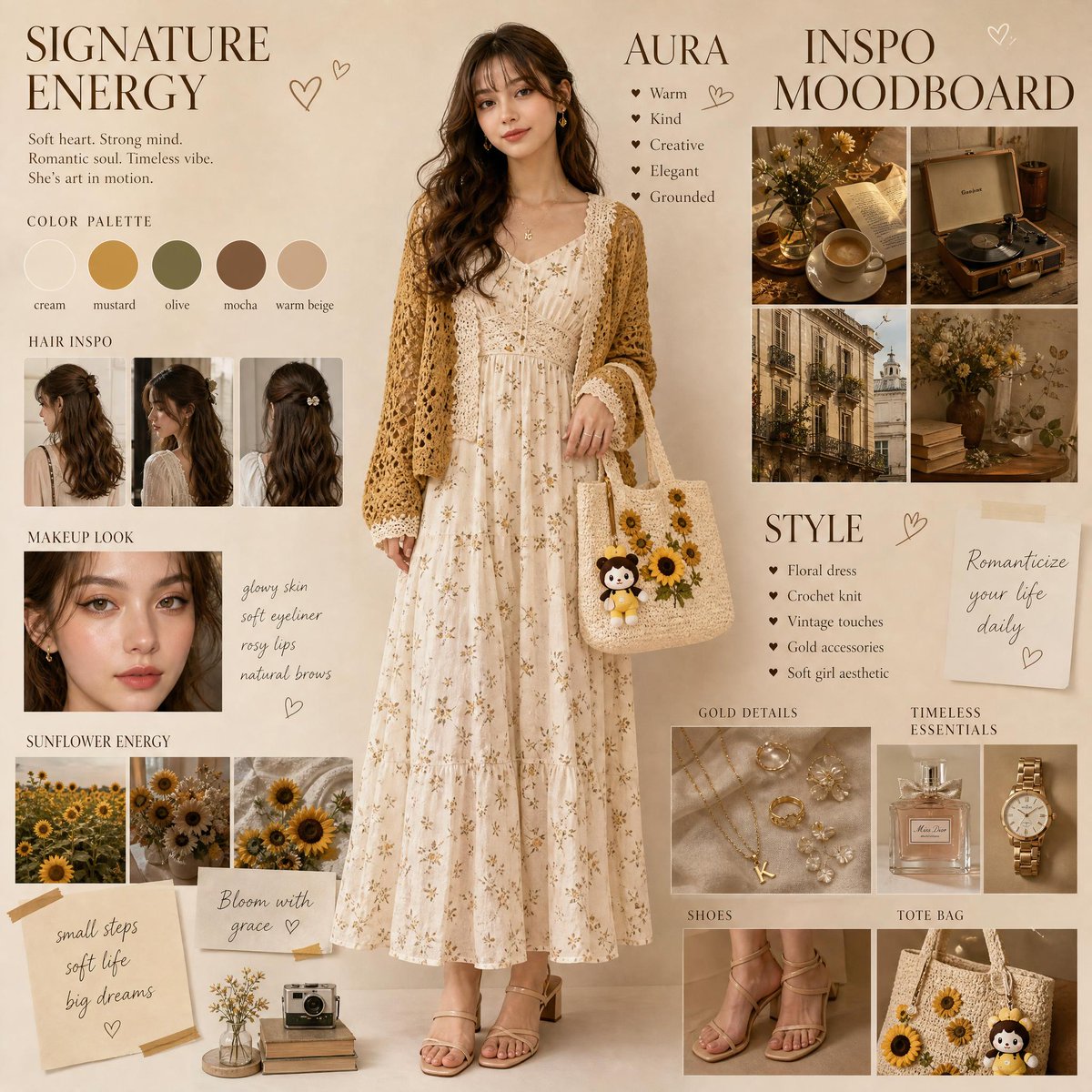 Romantisches Vintage-Mode-Moodboard