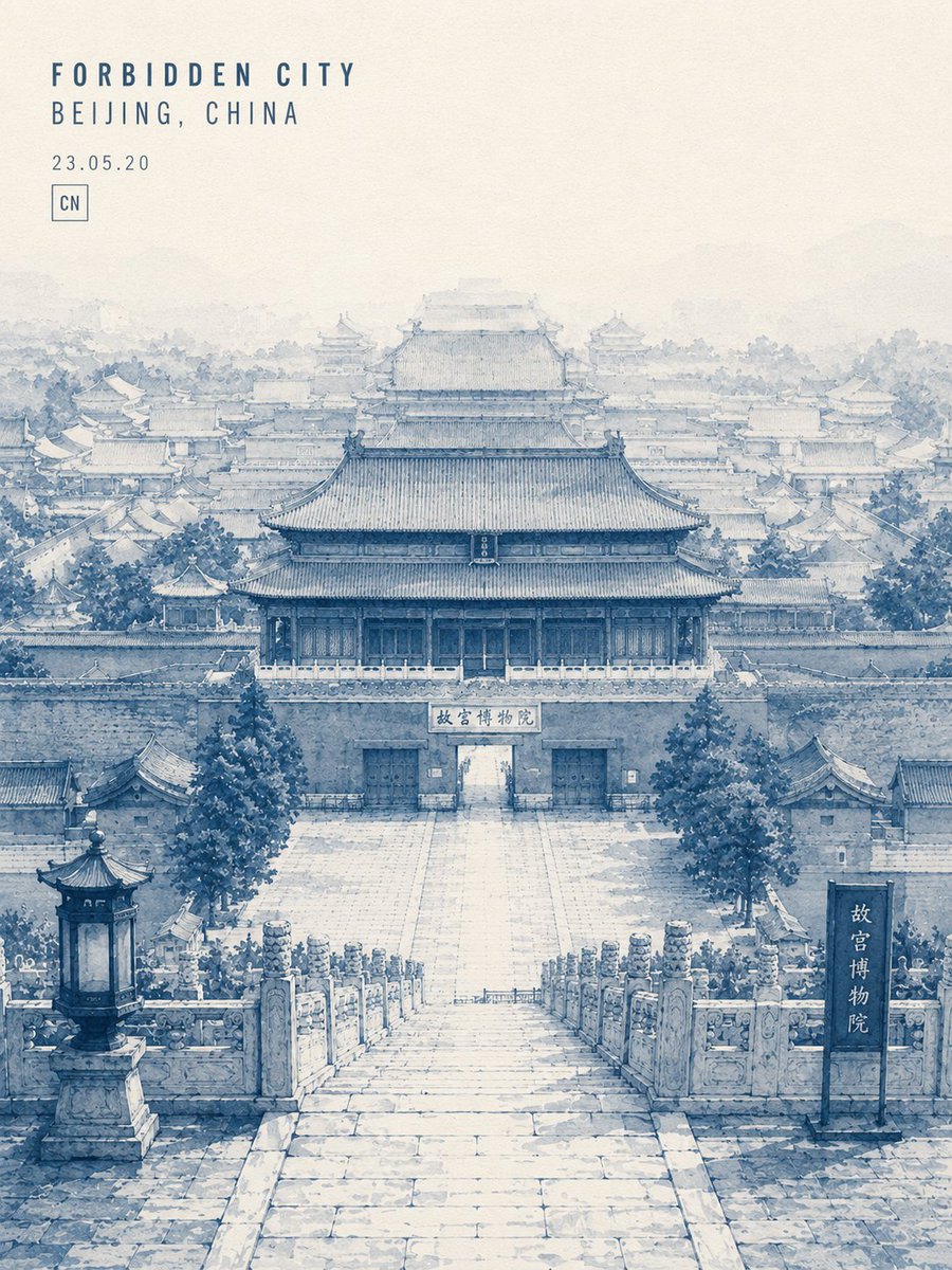 Póster de Viaje de la Gran Muralla entre la Niebla