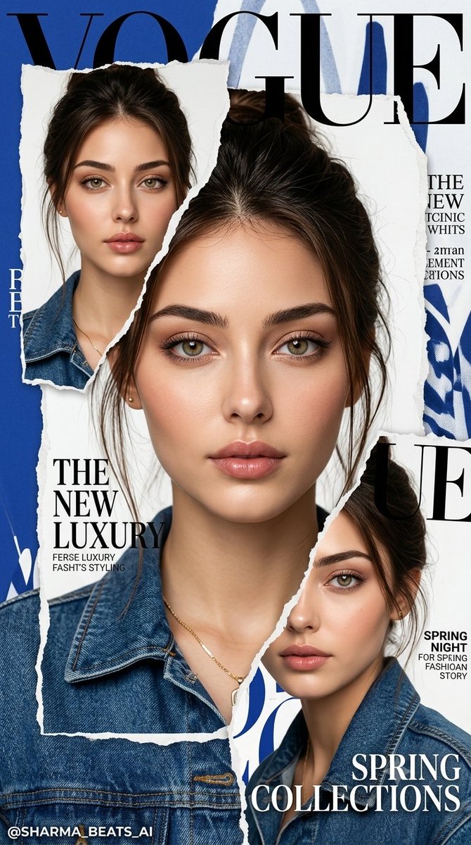 Luxuriöses Vogue-Editorial im Riss-Papier-Collage-Stil