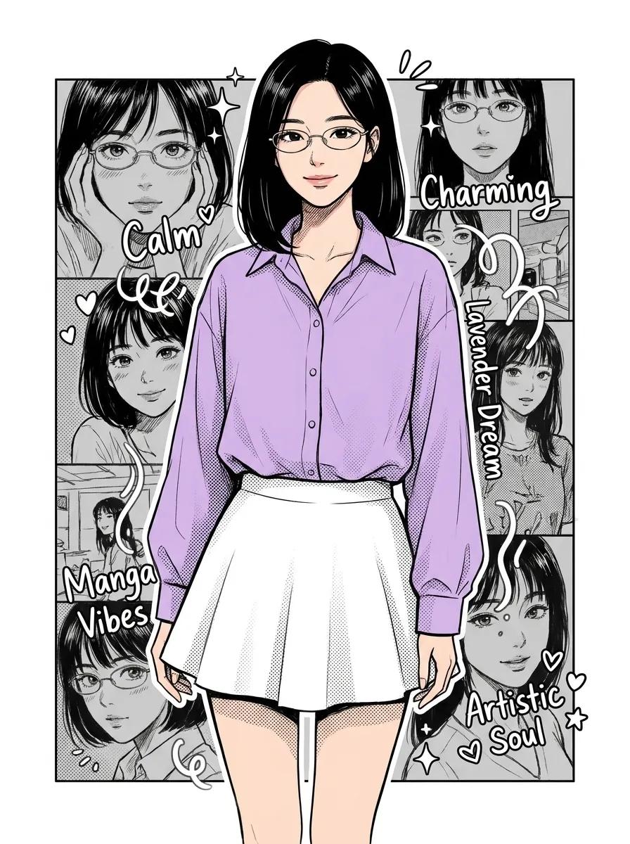 Anime-Porträt als Skizzen-Collage