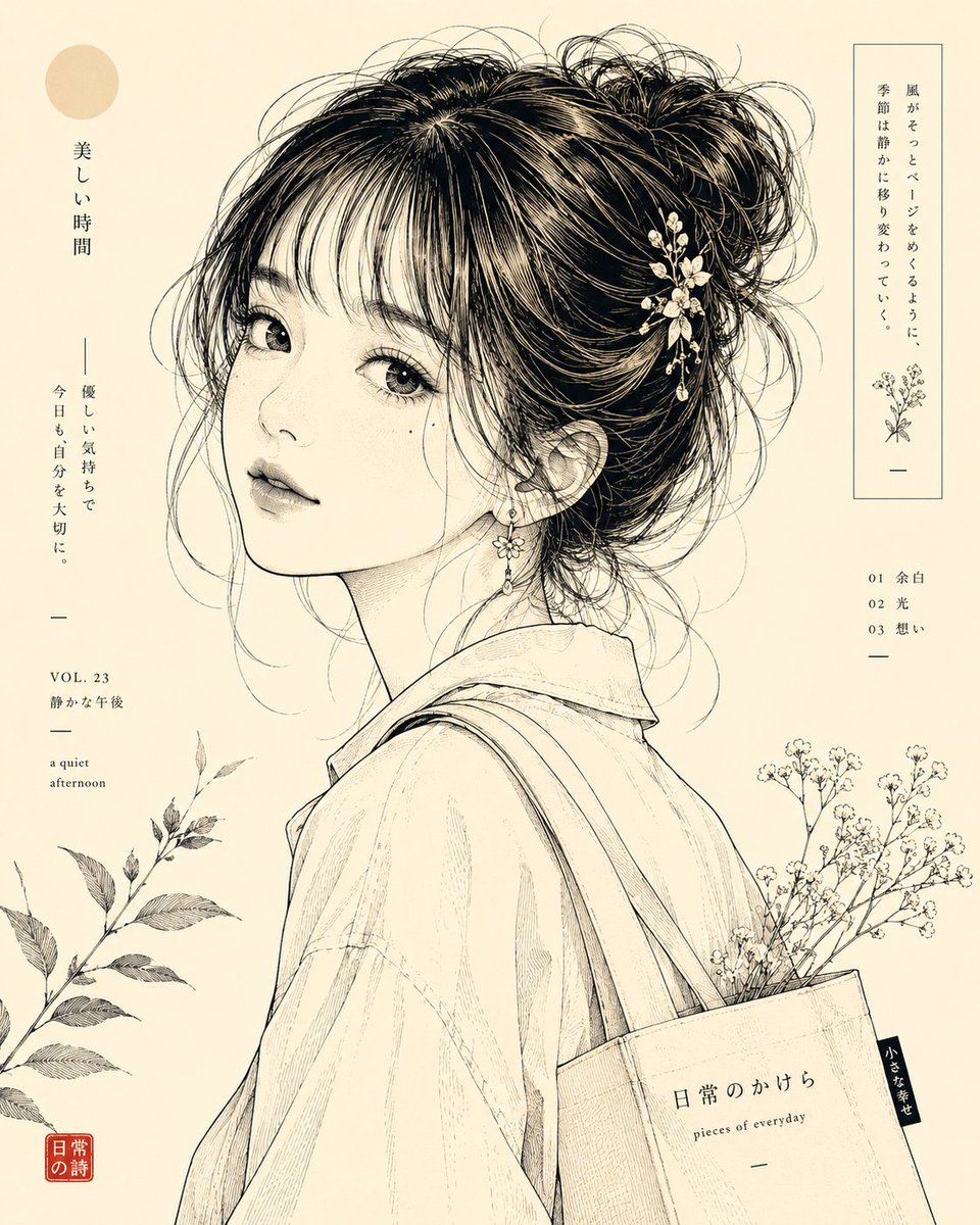 Porträt im japanischen Line-Art-Stil