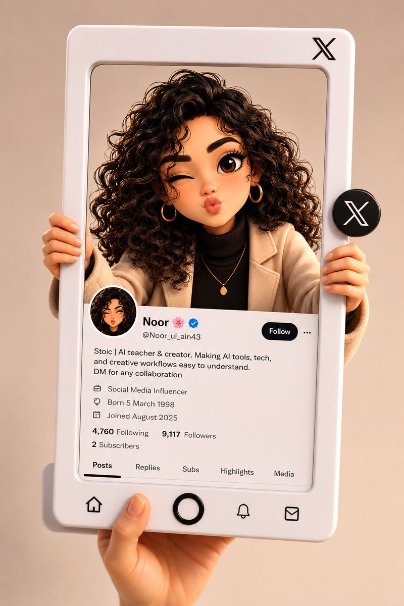 3D-Charakter springt aus X-Profil