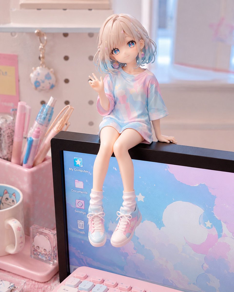 Figura Mini del Personaje sobre el Monitor