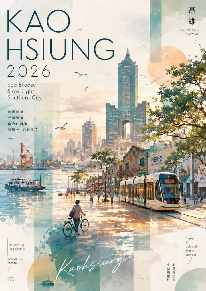 Pôster de Viagem em Aquarela de Kaohsiung