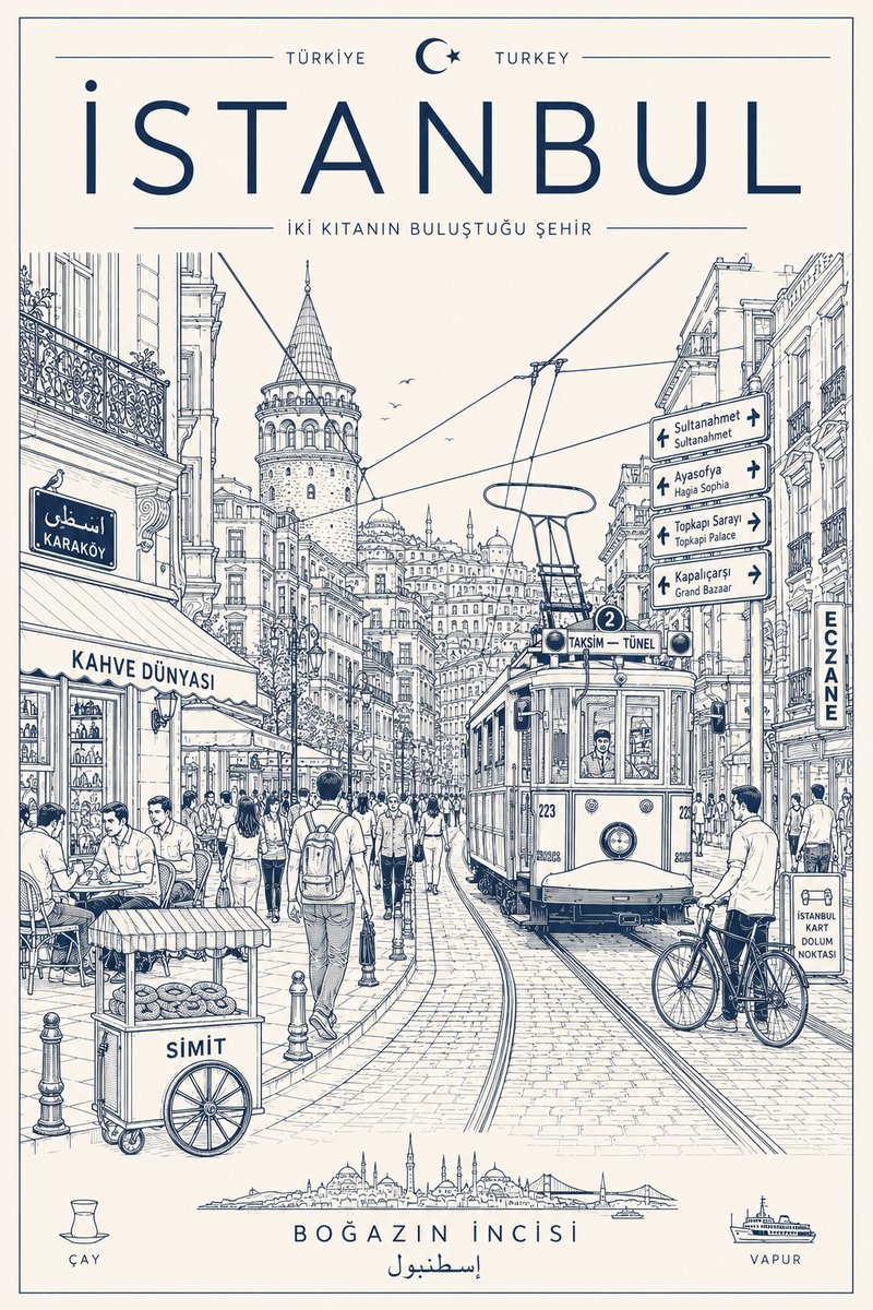Minimalistisches Monoline-Reiseposter der Stadt