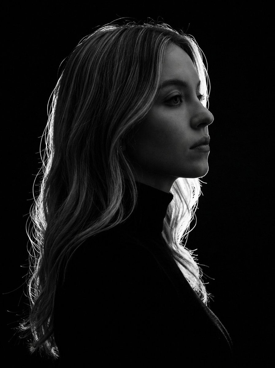 Portrait féminin en noir et blanc
