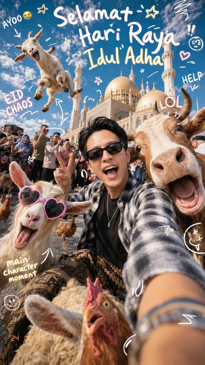 Süßes chaotisches Eid-Selfie