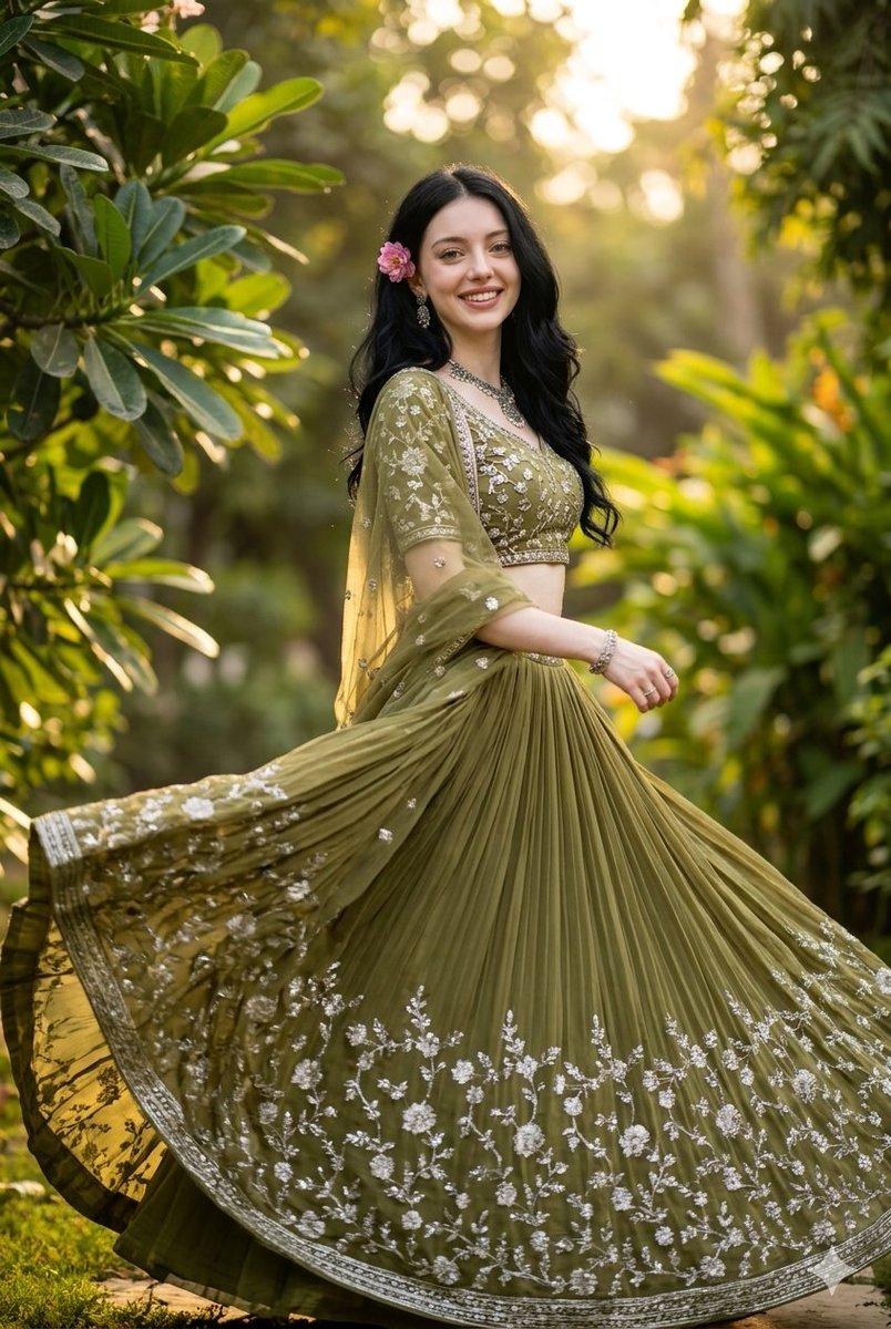 Retrato de Moda India en el Jardín