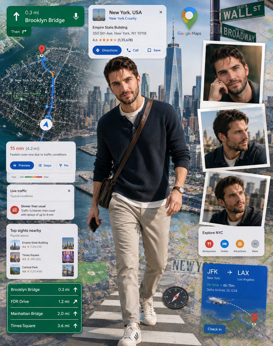 Pôster Colagem Navegação de Mapas