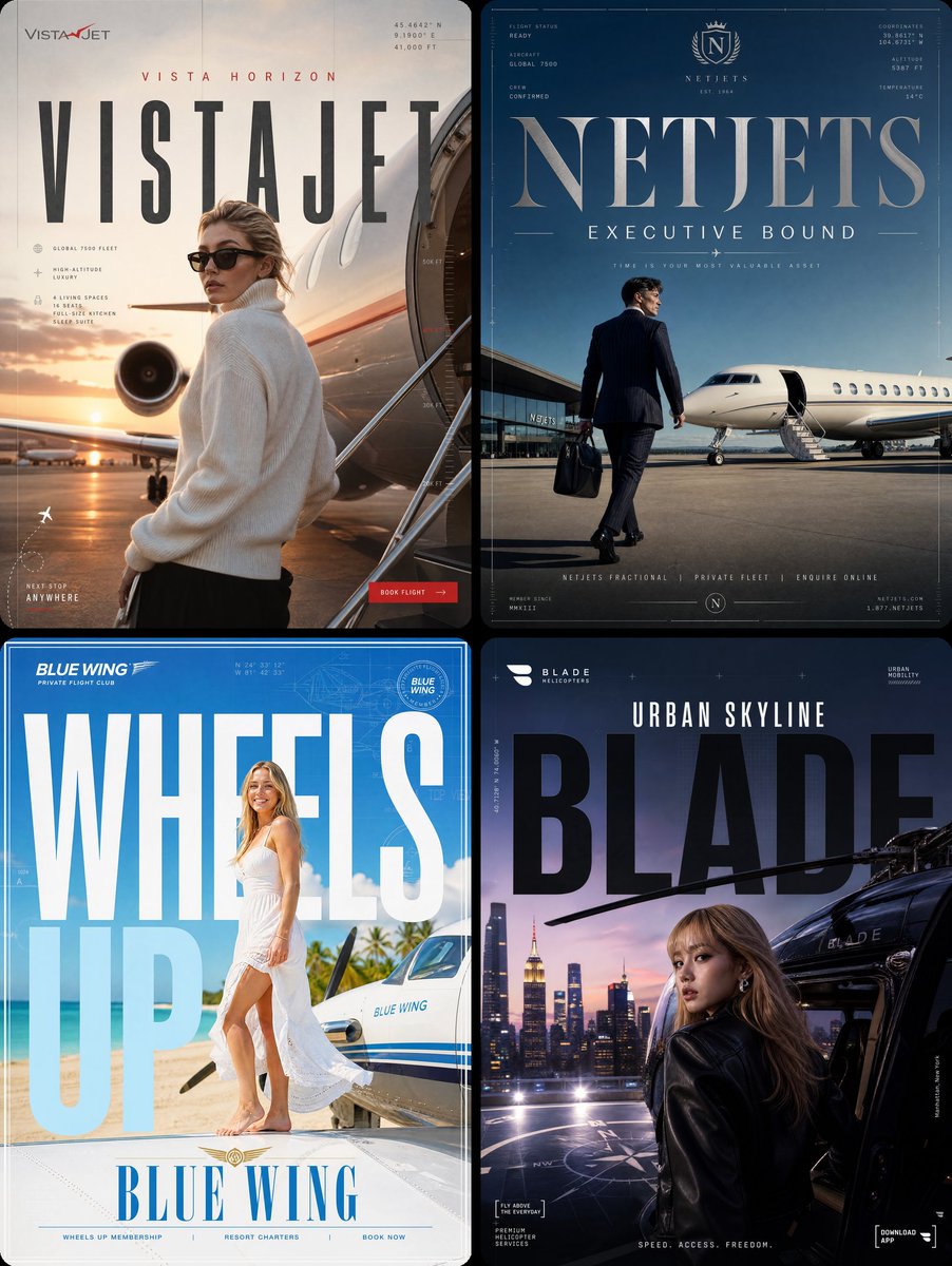 Affiches d'Aviation Privée de Luxe