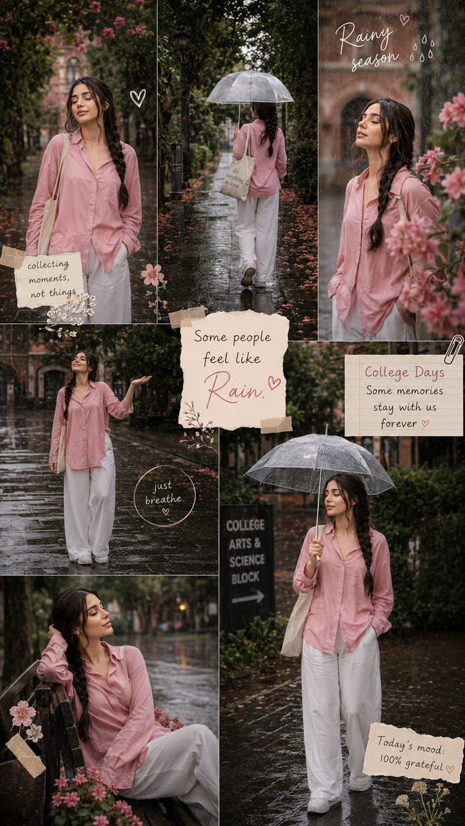 Collage Estético de Temporada de Lluvia