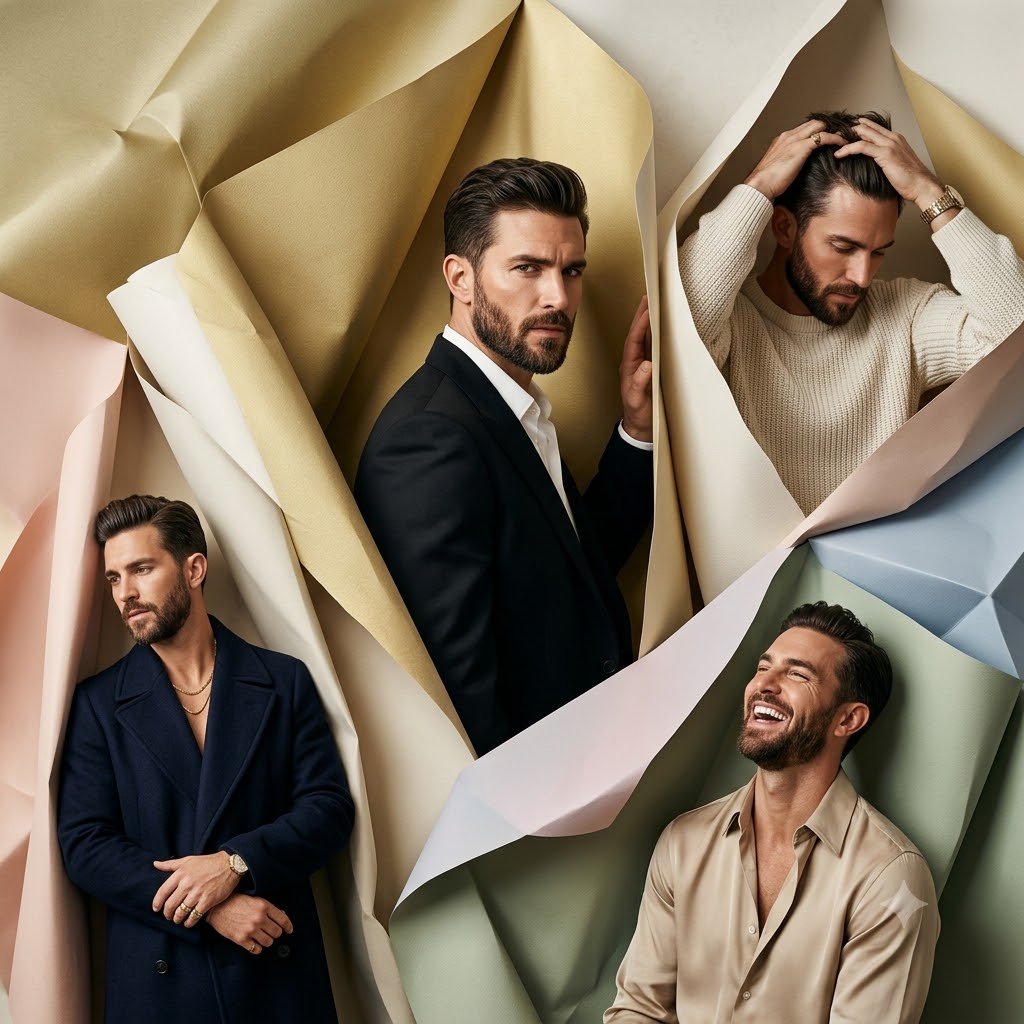 Mode-Editorial aus gefaltetem Papier