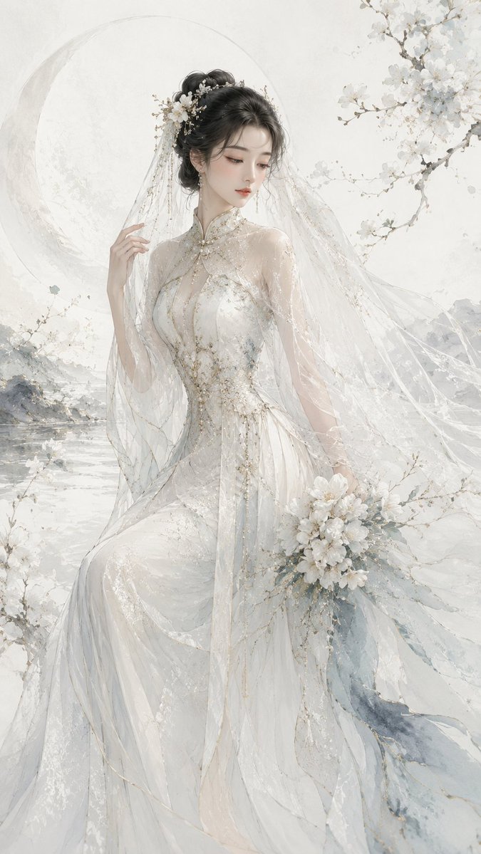 Orientalisches Tusche-Brautkleid-Poster