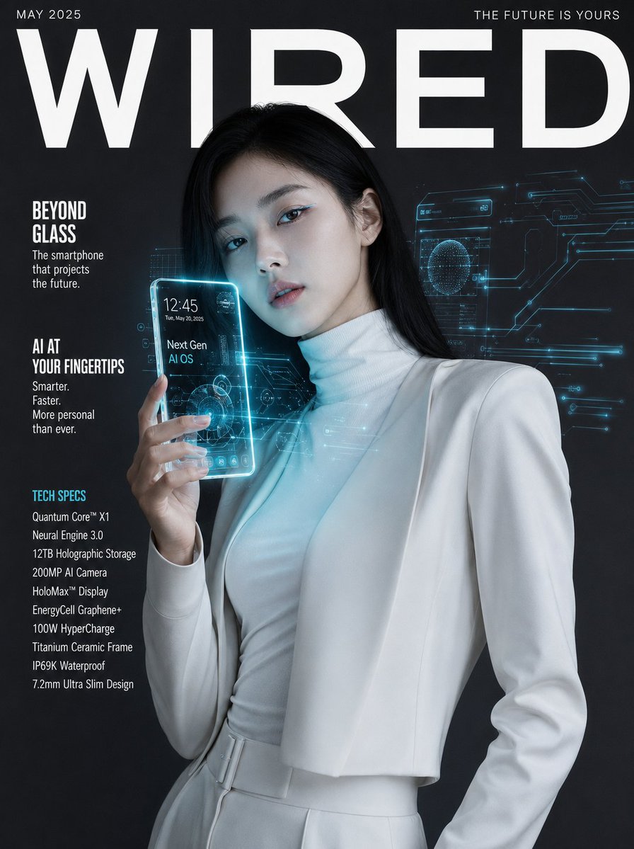 Holografisches Tech-Magazin-Cover