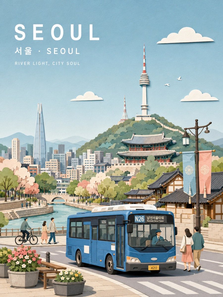 Reiseposter im Pastell-Papiercollage-Stil