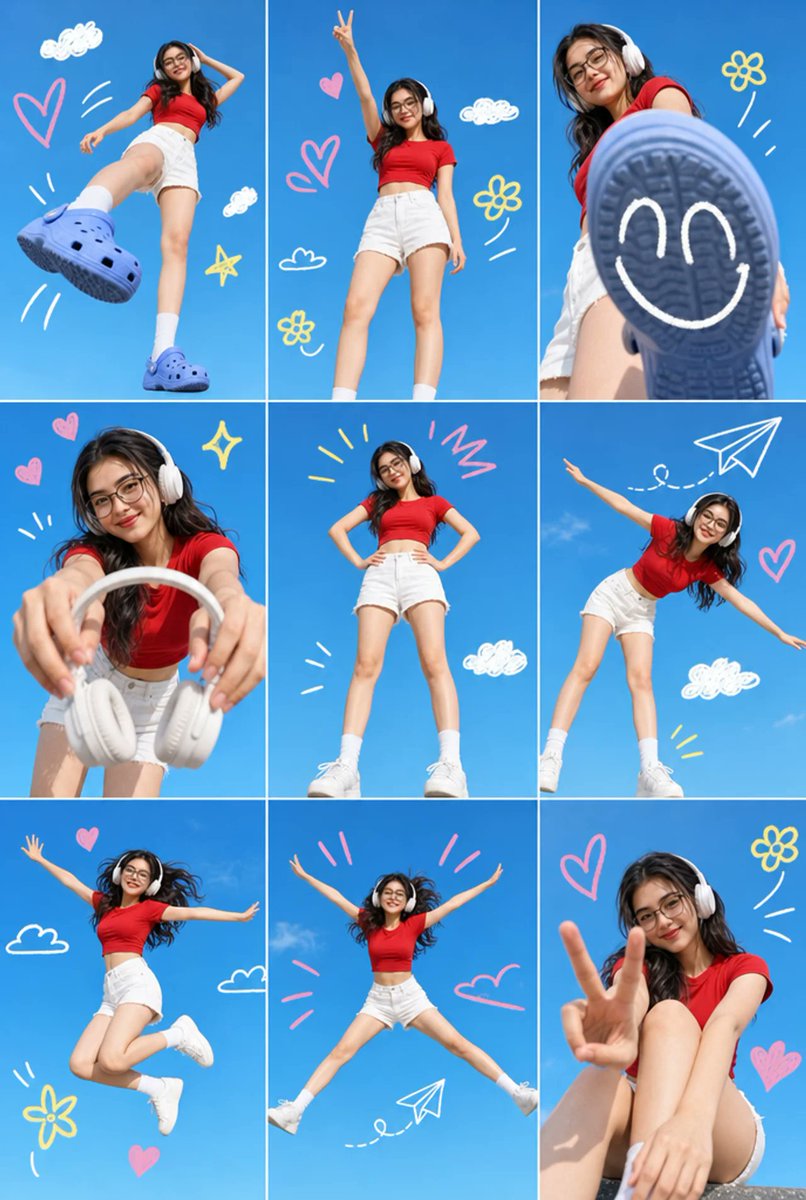 Collage 3x3 de Estilo de Vida en Cielo Azul