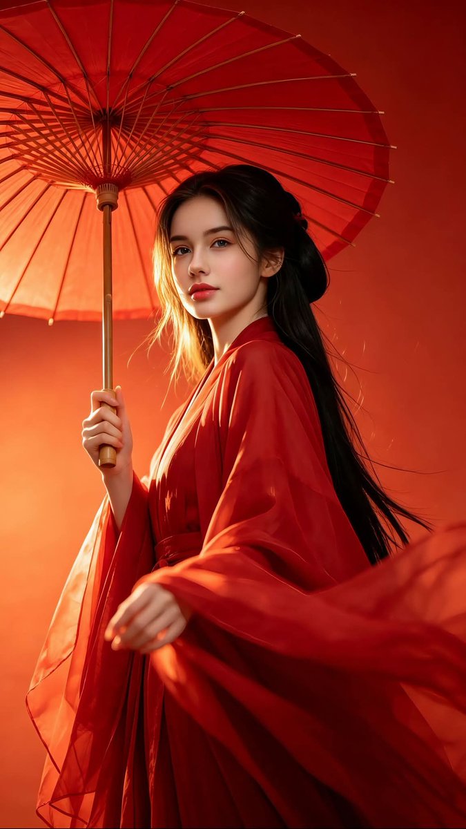 Filmisches Porträt im purpurroten Hanfu