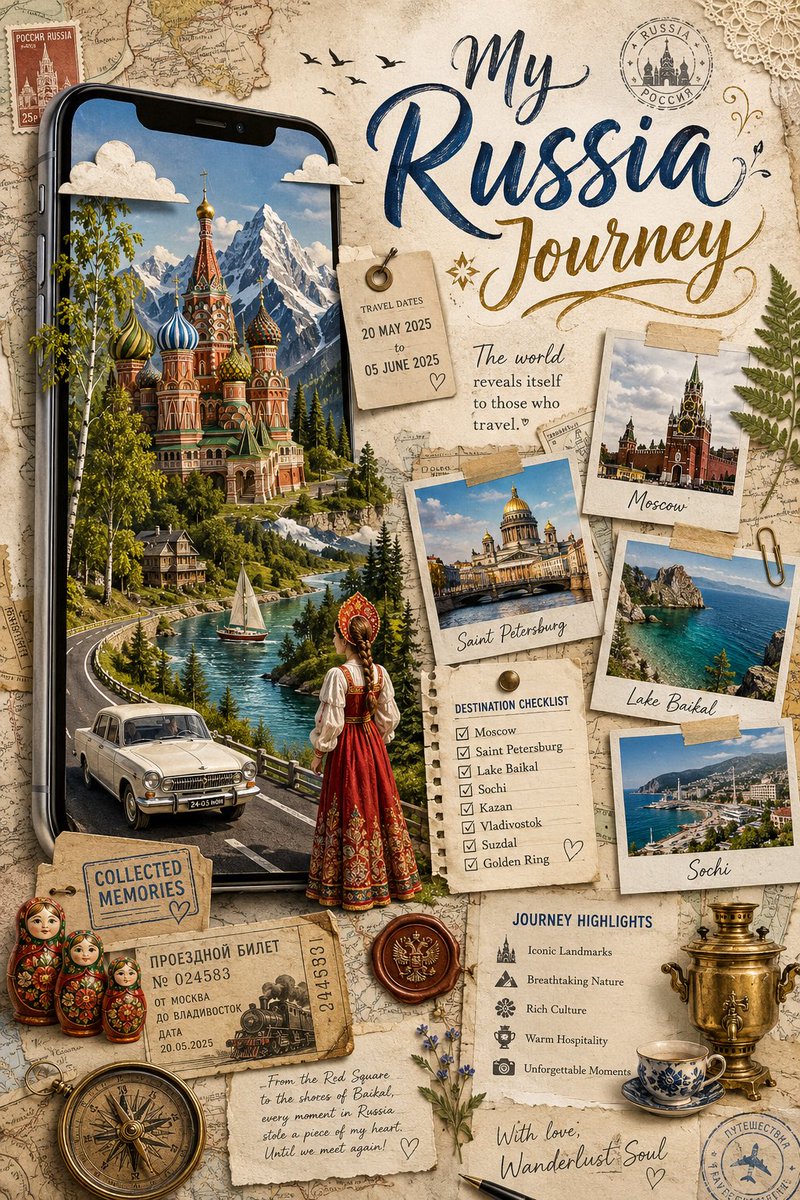 Russland-Reise Scrapbook-Poster
