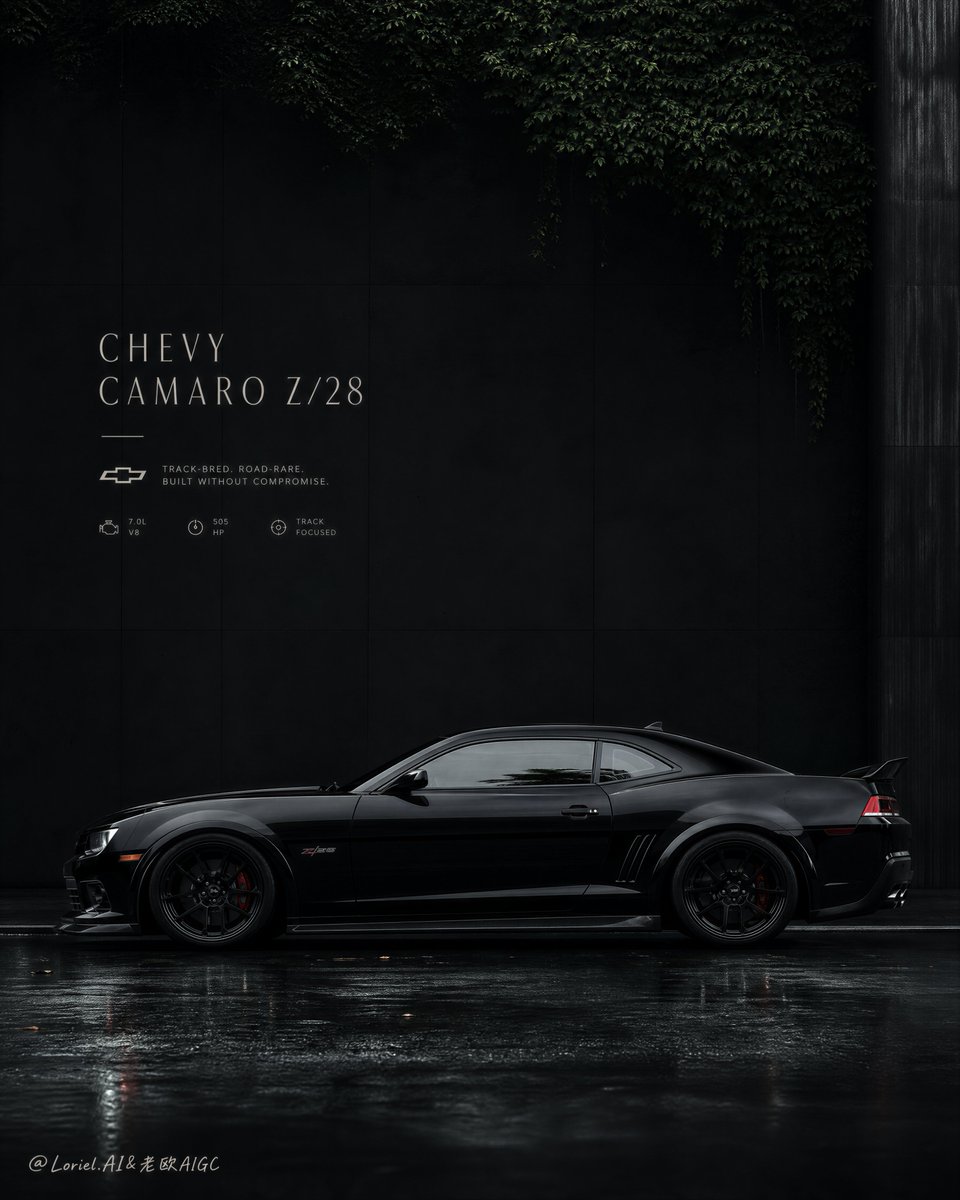 Snowy Night Muscle Car Editorial Poster