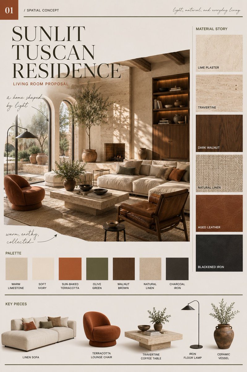 Sunlit Tuscan Residence Interior Series
