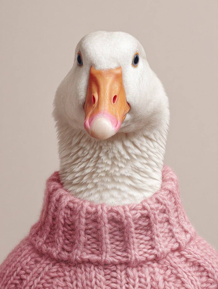 Knit-Sweater Goose Portrait