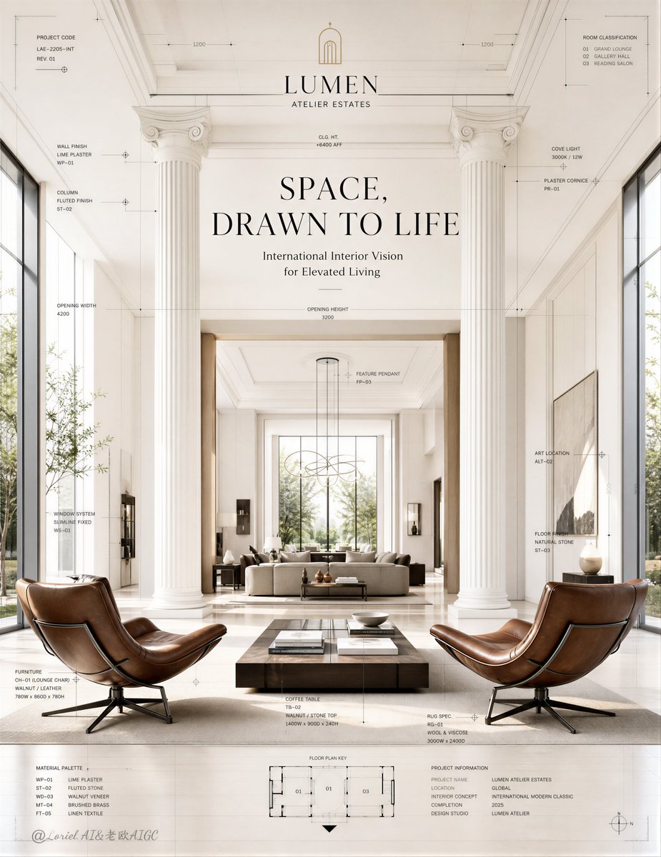 Luxury Interior Real Estate Poster with Blueprint