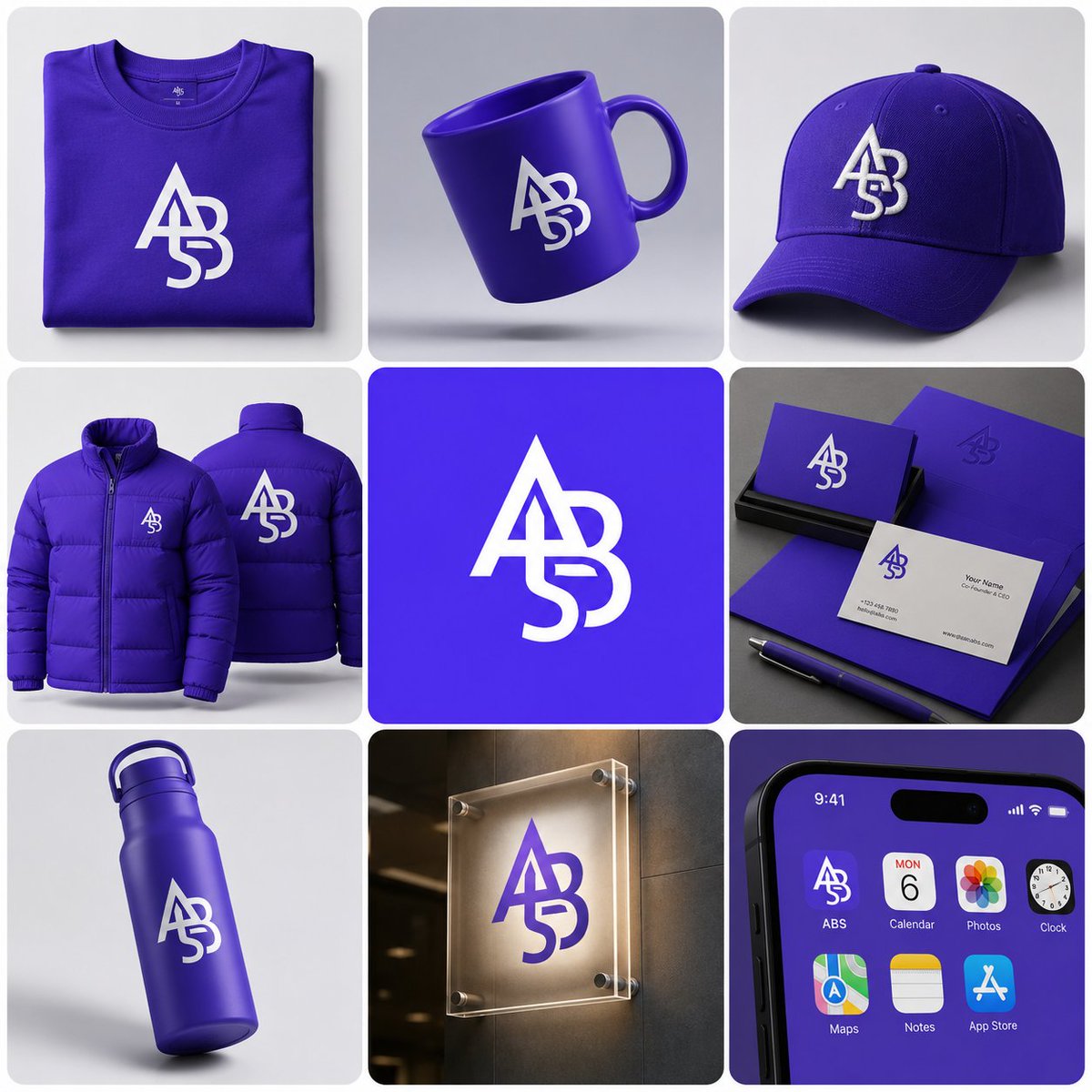 ABS Monogram Brand Mockup Grid
