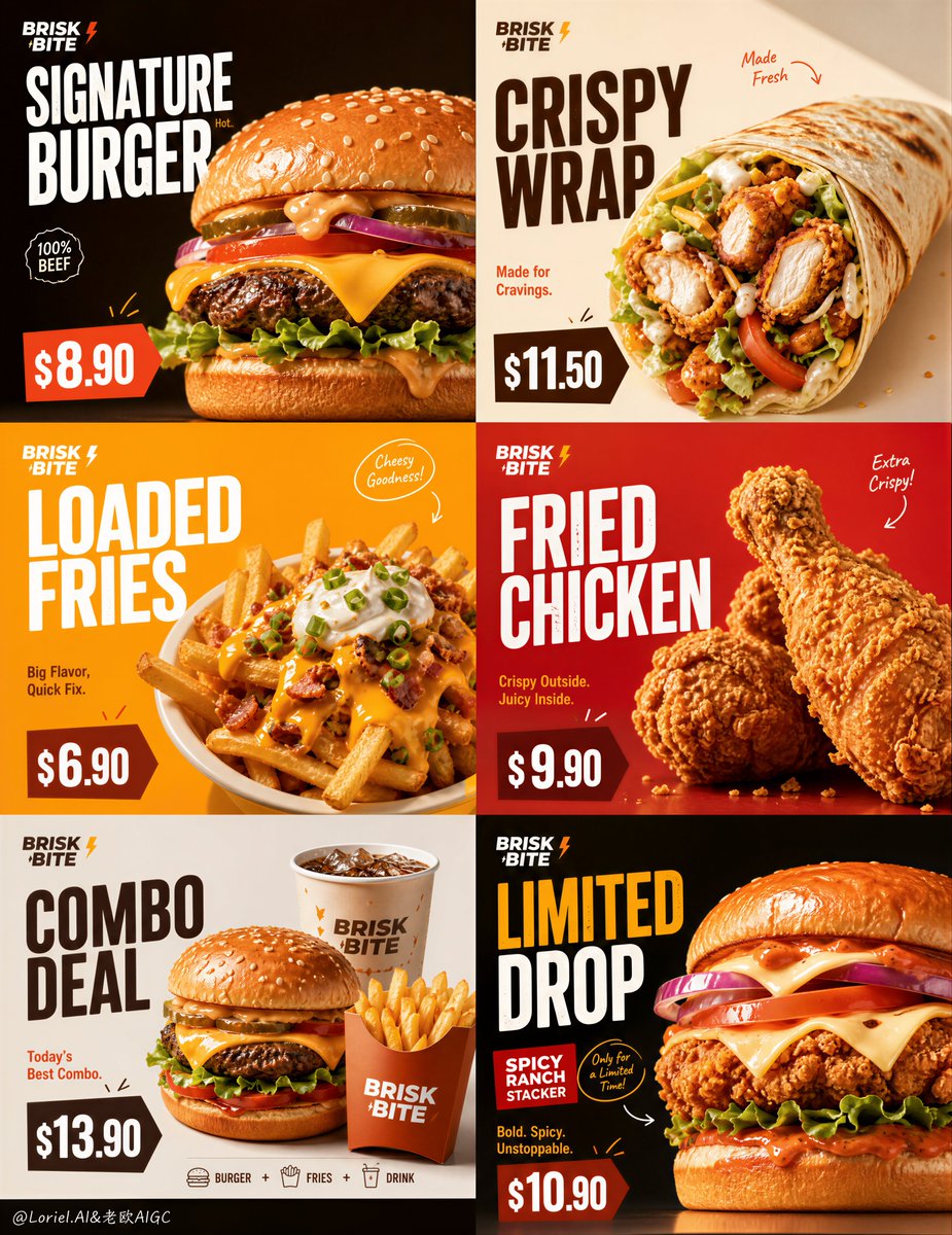 6-Panel Fast-Food Campaign Poster