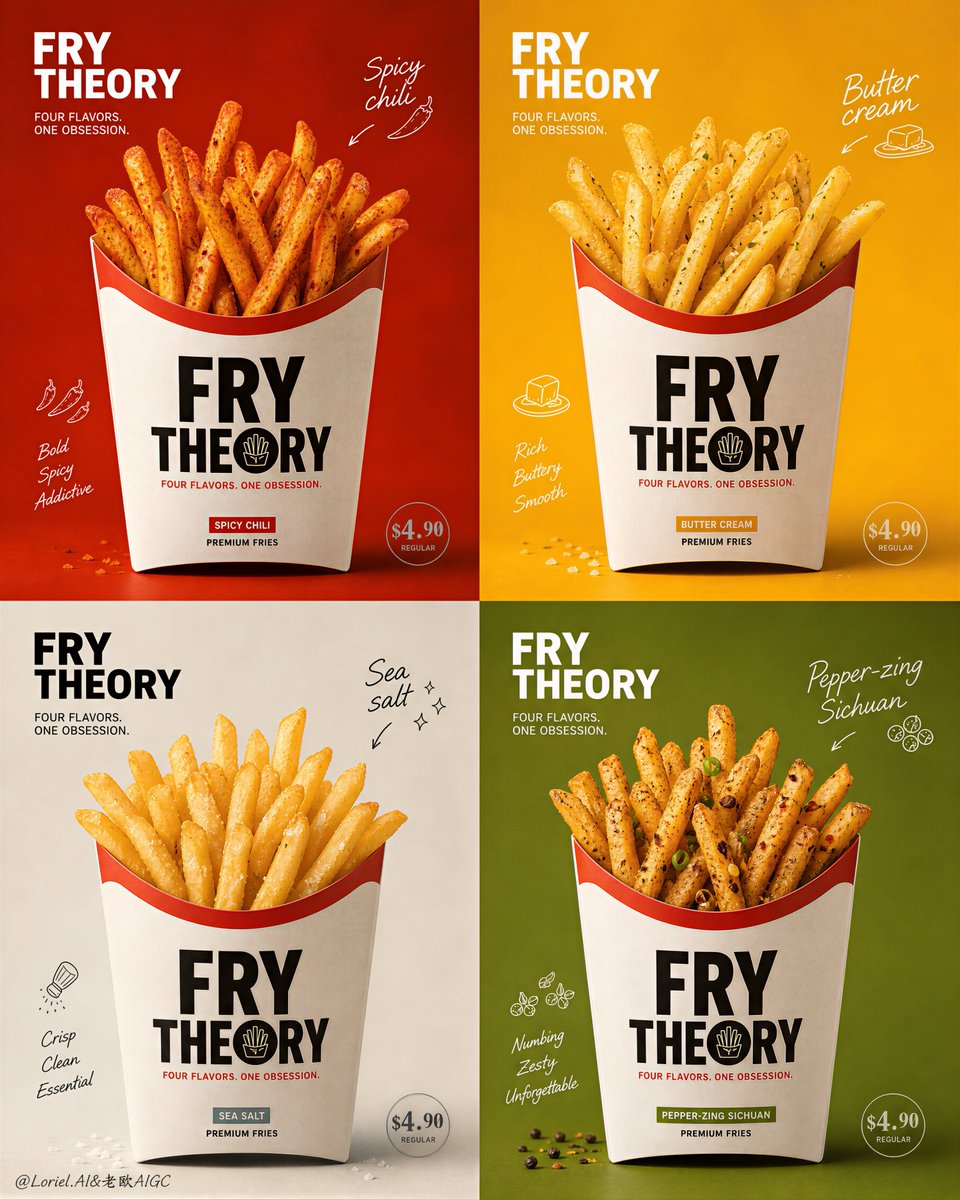 Premium Four-Flavor Fries Campaign Poster