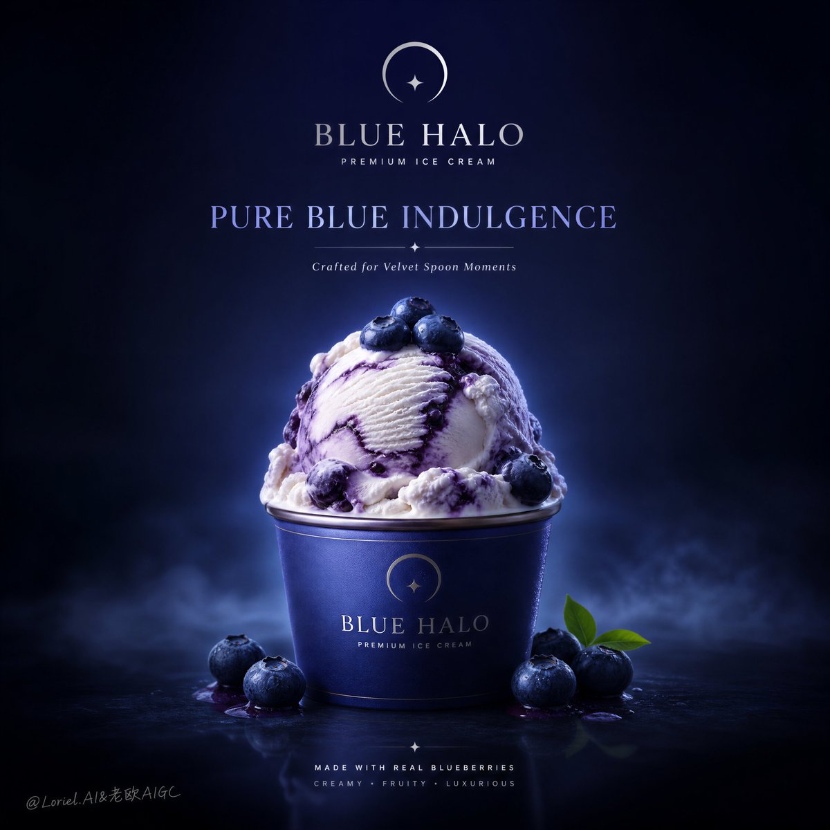 Blue Halo Blueberry Ice Cream Poster