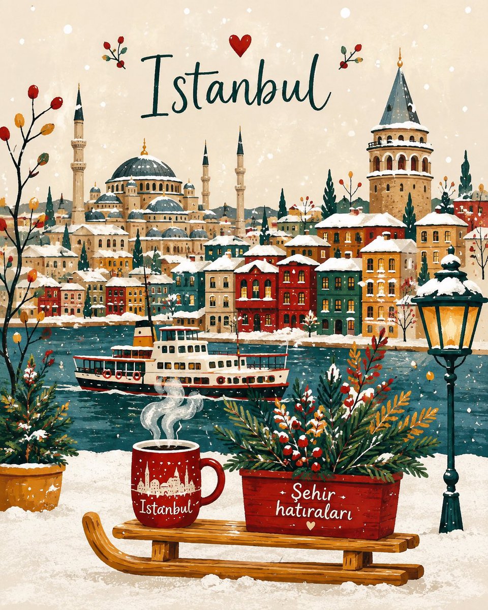 Cozy Winter Village Postcard