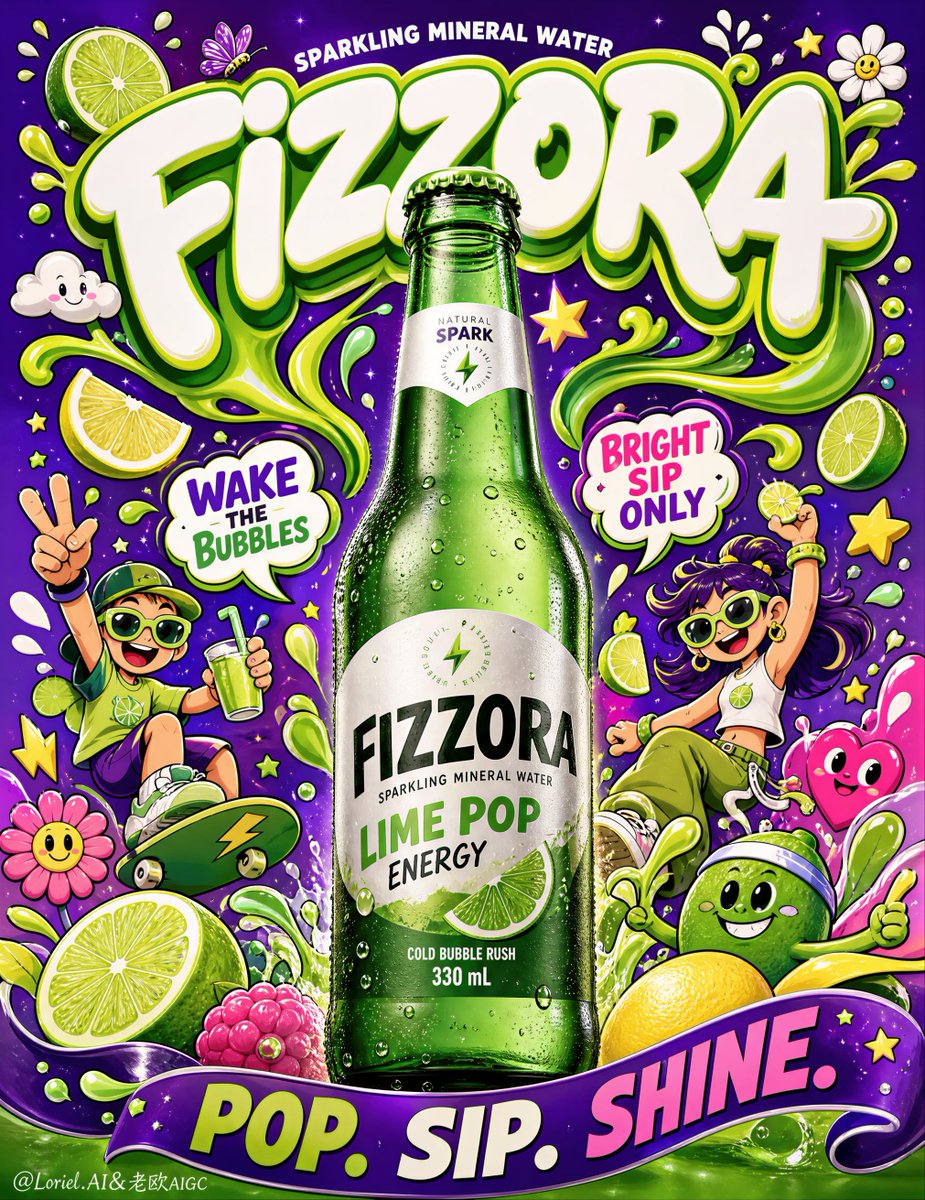 FIZZORA Sparkling Water Pop Poster