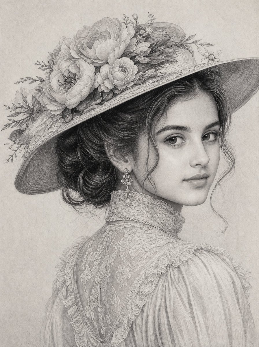 Victorian Graphite Pencil Portrait