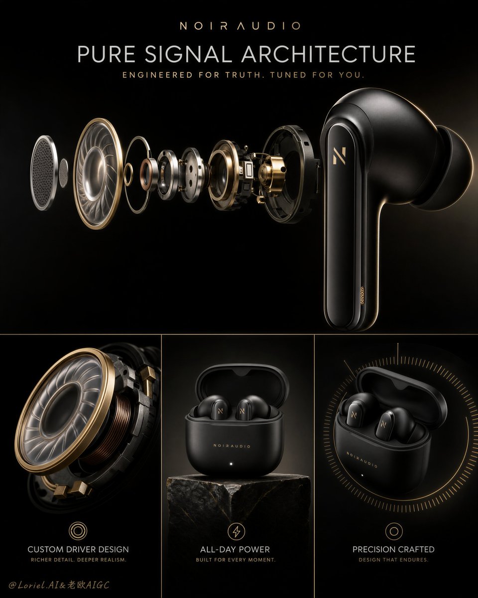 Black & Gold Earbud Launch Poster