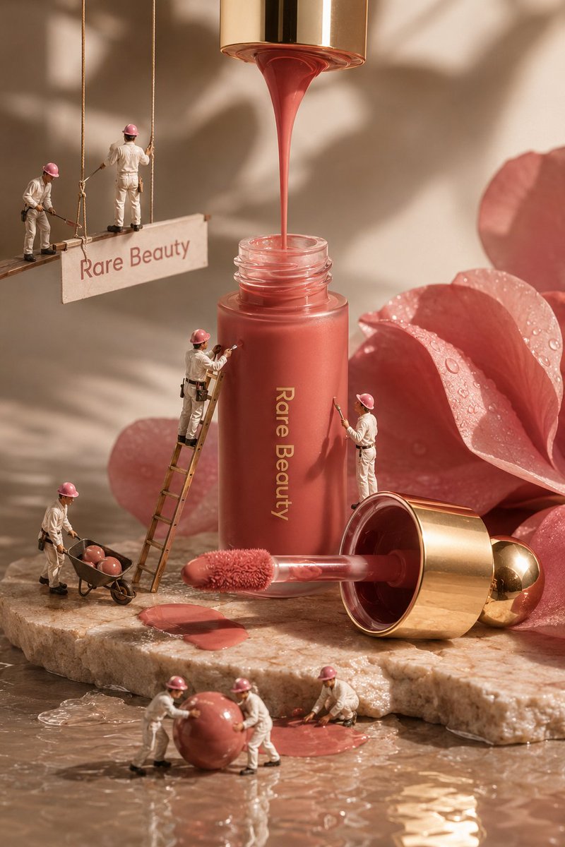 Luxury Blush Ad with Miniature Workers