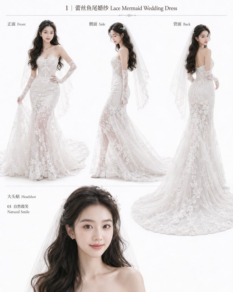 Four-Panel Wedding Dress Lookbook Catalog