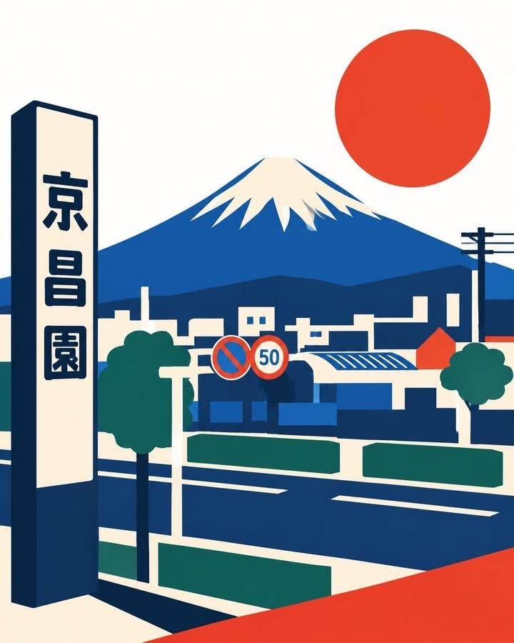 Retro-Reiseplakat im Japan-Stil