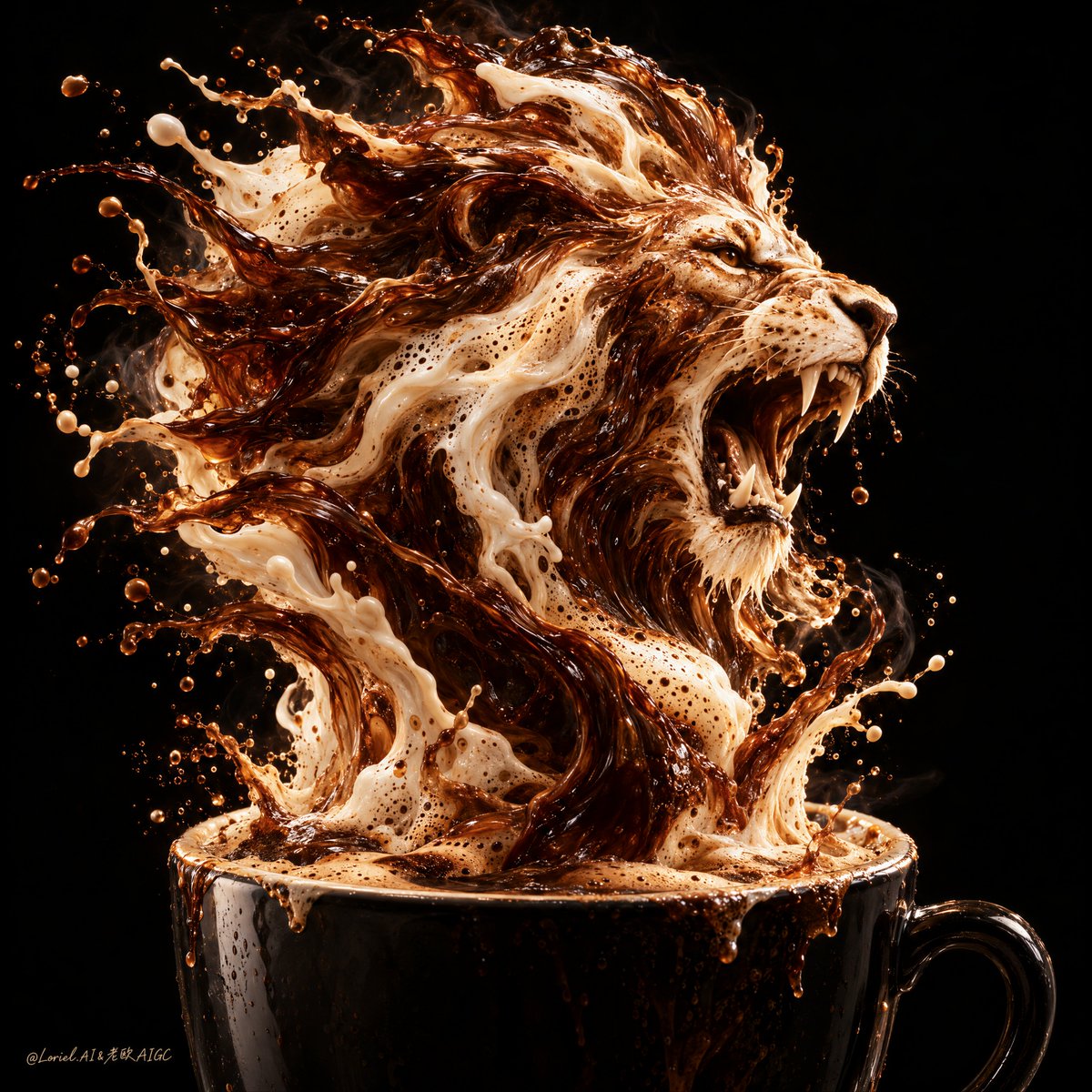 León de Café Esculpido en Salpicadura
