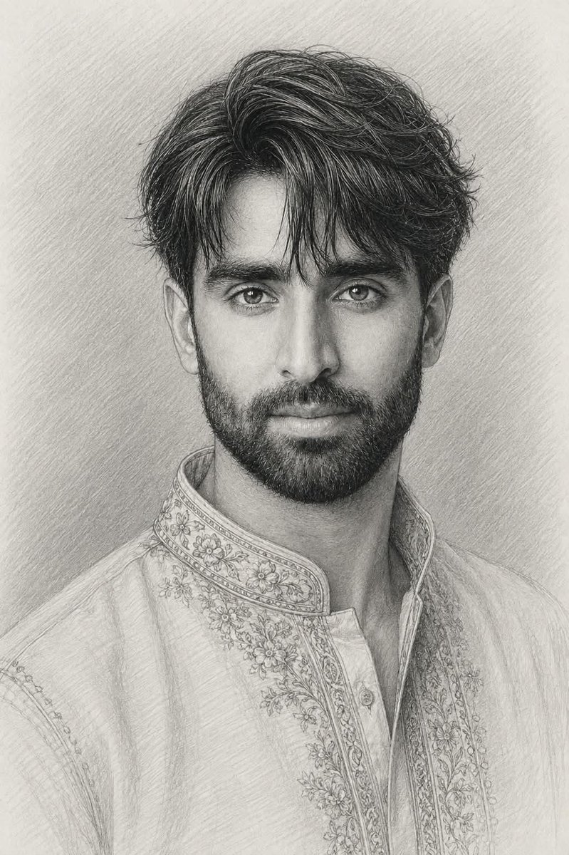 South Asian Man Graphite Pencil Portrait