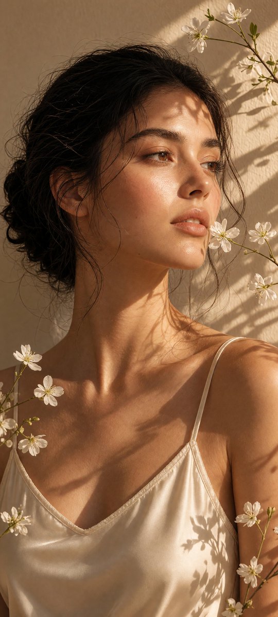 Golden Floral Beauty Portrait