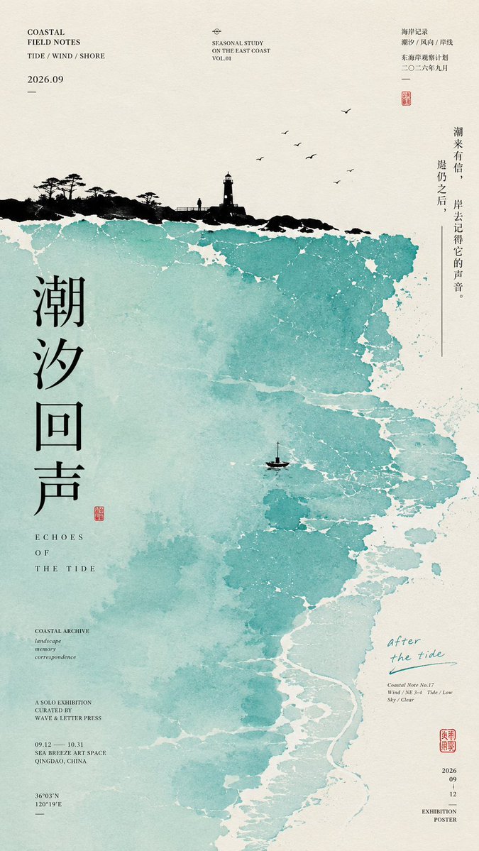 Minimalist Chinese Color-Field Art Poster